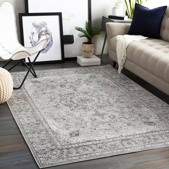 Livabliss Area Rugs for Living Room, 8x10 Monte Carlo Traditional Gray Rug, Bedroom Dining Room Home Decor Stain Resistant Carpet (7'10" x 10'2")