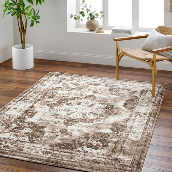 Livabliss Area Rugs for Living Room, 9x12 Monte Carlo Traditional Dark Brown Rug, Bedroom Dining Room Home Decor Stain Resistant Carpet (8'10" x 12')