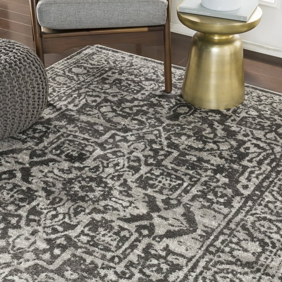 Livabliss Area Rugs for Living Room, 3x7 Monte Carlo Traditional Gray Runner Rug, Bedroom Dining Room Home Decor Stain Resistant Carpet (2'7" x 7'3" Runner)