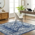 thumbnail image 1 of Livabliss Area Rugs for Living Room, 5ft Round Monte Carlo Traditional Blue Square Rug, Bedroom Dining Room Home Decor Stain Resistant Carpet (5'3" x 5'3"), 1 of 8