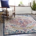 thumbnail image 1 of Livabliss Area Rugs for Living Room, 7ft Round Murat Traditional Aqua Square Rug, Bedroom Dining Room Home Decor Stain Resistant Carpet (6'7" x 6'7"), 1 of 7