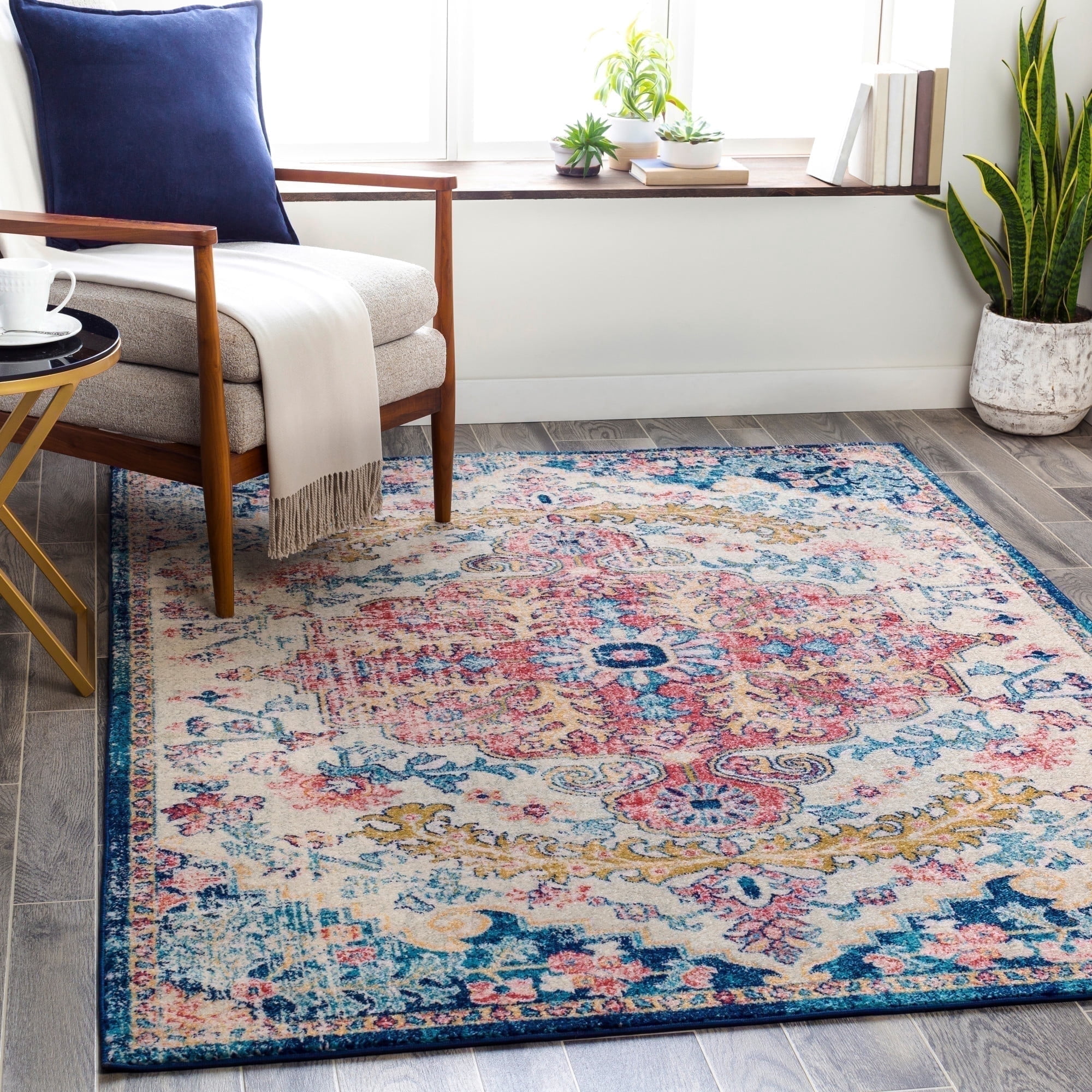 Murat Rug Livabliss Area Rugs for Living Room, 9x12 Murat Traditional Aqua Rug ...