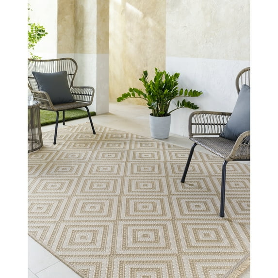 Livabliss Mystery Diamond Washable Area Rug, 7'9" x 10', Tan/Beige