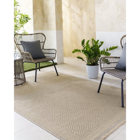 Livabliss Washable Rugs for Living Room, 8x10 Mystery Cottage Tan Area Rug, Bedroom Dining Room Home Decor Stain Resistant Carpet (7'9" x 10')