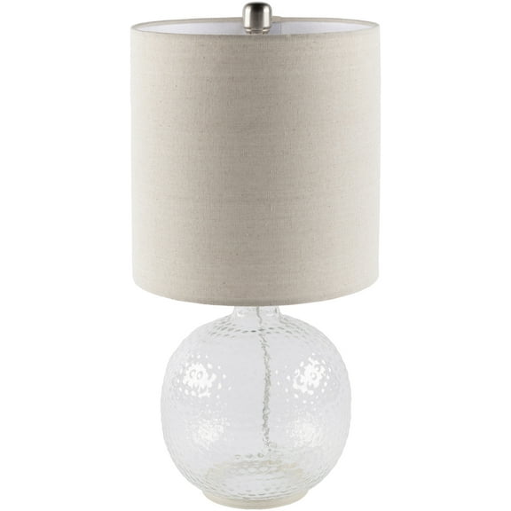 Livabliss Nereus Traditional Accent Table Lamp, 21-inch, Clear with Beige Shade