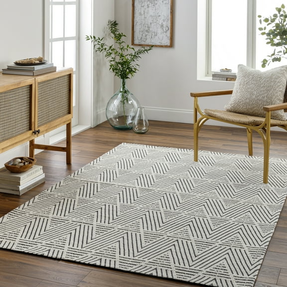 Livabliss Nevada Modern Area Rug,5' x 7'6",Black/Cream