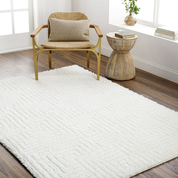 Livabliss Area Rugs for Living Room, 7x9 Nomadic Modern Ivory Rug, Bedroom Dining Room Home Decor Stain Resistant Carpet (6'7" x 9')