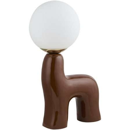 Livabliss Opal Cottage Accent Table Lamp, 17-inch, Brown with White Shade