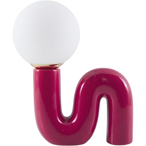 Livabliss Oyri Modern Accent Table Lamp, 15-inch, Red with White Shade