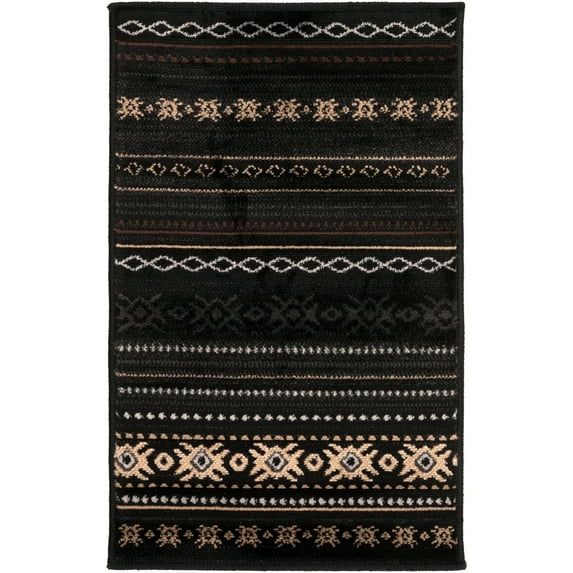 Livabliss Paramount Rustic Area Rug,1'10" x 2'11",Black