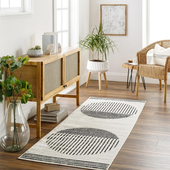 Livabliss Area Rugs for Living Room, 3x7 Pisa Modern Black Runner Rug, Bedroom Dining Room Home Decor Stain Resistant Carpet (2'7" x 7'3" Runner)