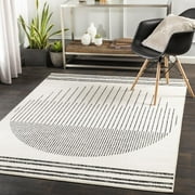 Livabliss Area Rugs for Living Room, 5x7 Pisa Modern Black Rug, Bedroom Dining Room Home Decor Stain Resistant Carpet (5' x 7')