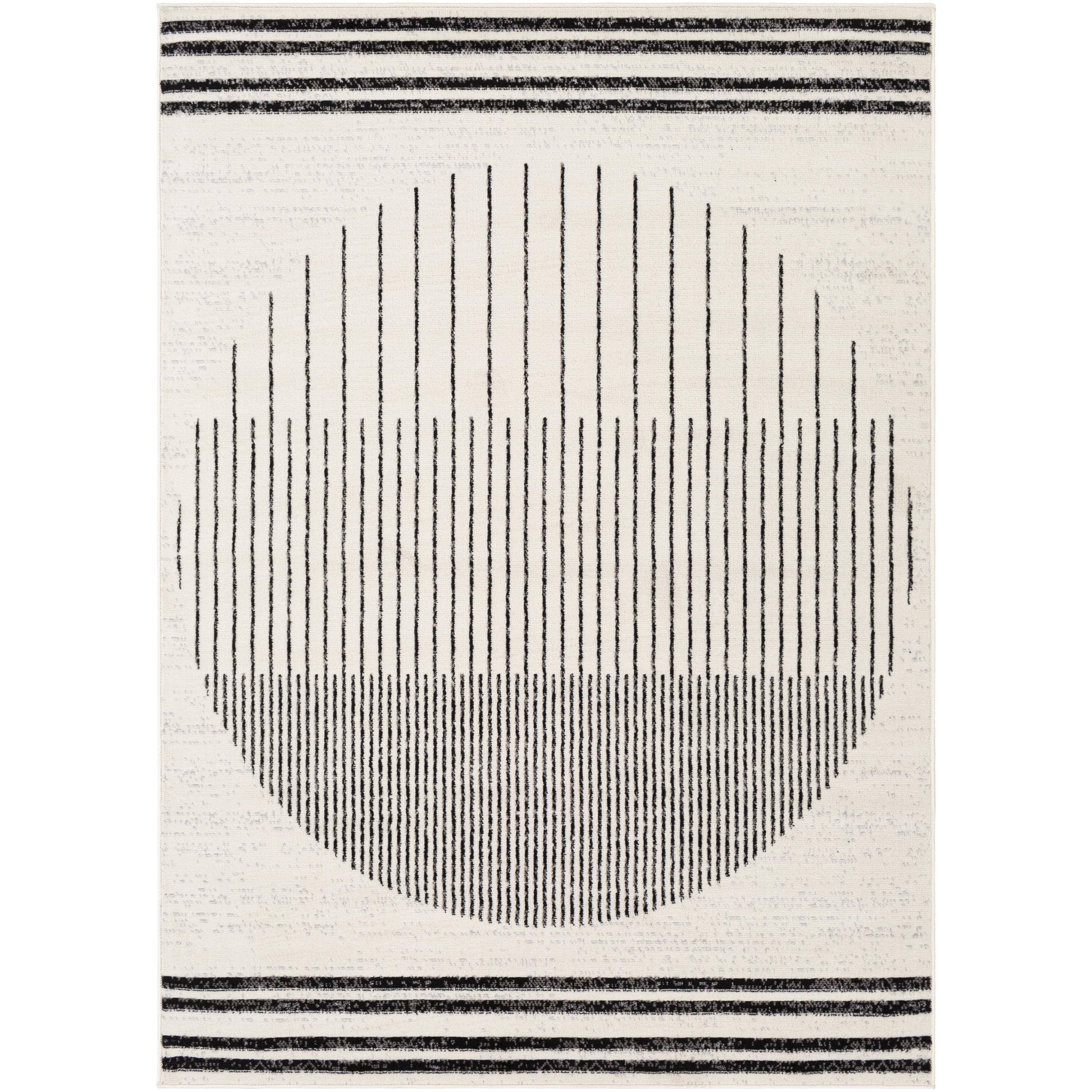 Black and Ivory Geometric 5' x 7' Synthetic Area Rug