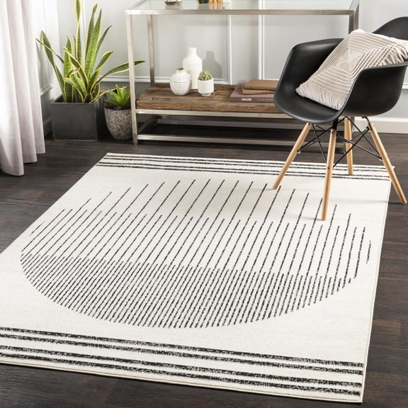 Livabliss Area Rugs for Living Room, 8x10 Pisa Modern Black Rug, Bedroom Dining Room Home Decor Stain Resistant Carpet (7'10" x 10')
