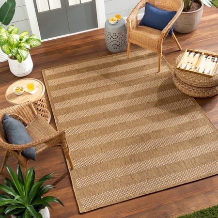 Livabliss Pismo Beach Modern Indoor/Outdoor Area Rug, Tan, 2' x 2'11"