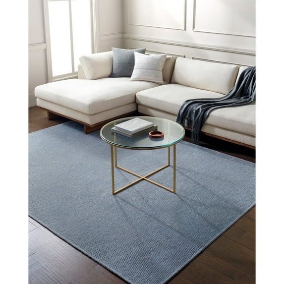 Livabliss Quebec Solid Print Machine Washable Runner Indoor Area Rug, Denim ,2'7" x 7'3"