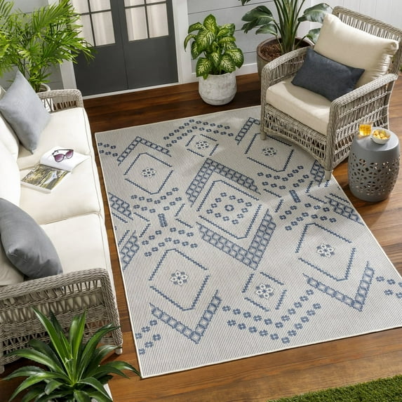 Livabliss Outdoor Rugs, 5x7 Ravello Global Ivory Area Rug for Patio, Porch, Deck, Backyard, Waterproof Indoor Outdoor Carpet (5'3" x 7')