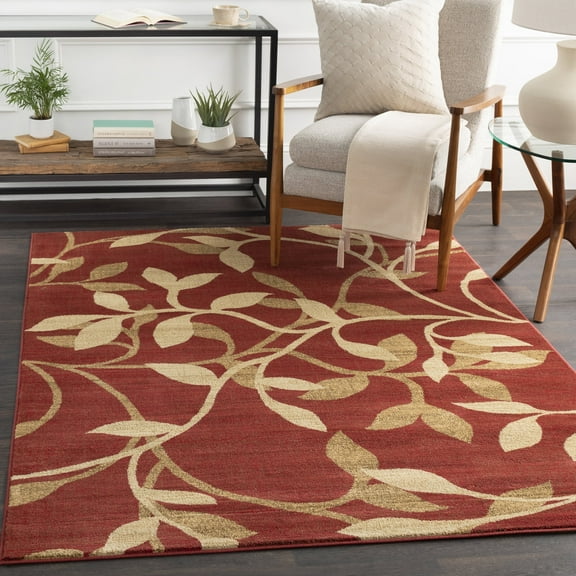 Livabliss Area Rugs for Living Room, 9ft Round Riley Traditional Red Round Rug, Bedroom Dining Room Home Decor Stain Resistant Carpet (7'10" x 7'10")