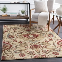 Livabliss Area Rugs for Living Room, 4x5 Riley Traditional Red Rug, Bedroom Dining Room Home Decor Stain Resistant Carpet (3'11" x 5'3")
