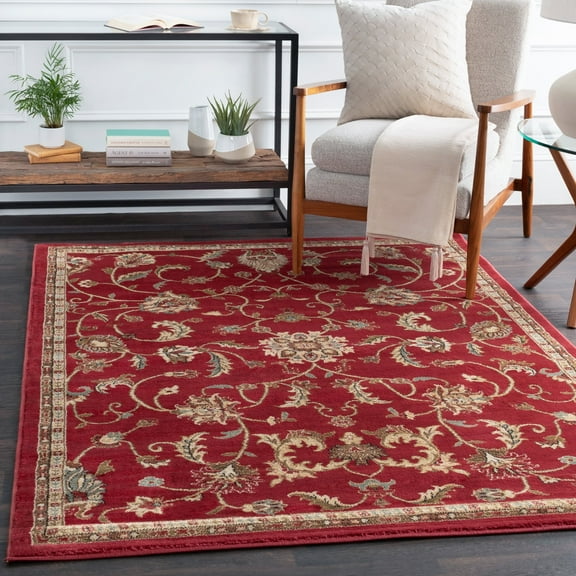 Livabliss Area Rugs for Living Room, 2x3 Riley Traditional Red Rug, Bedroom Dining Room Home Decor Stain Resistant Carpet (2' x 3'3")
