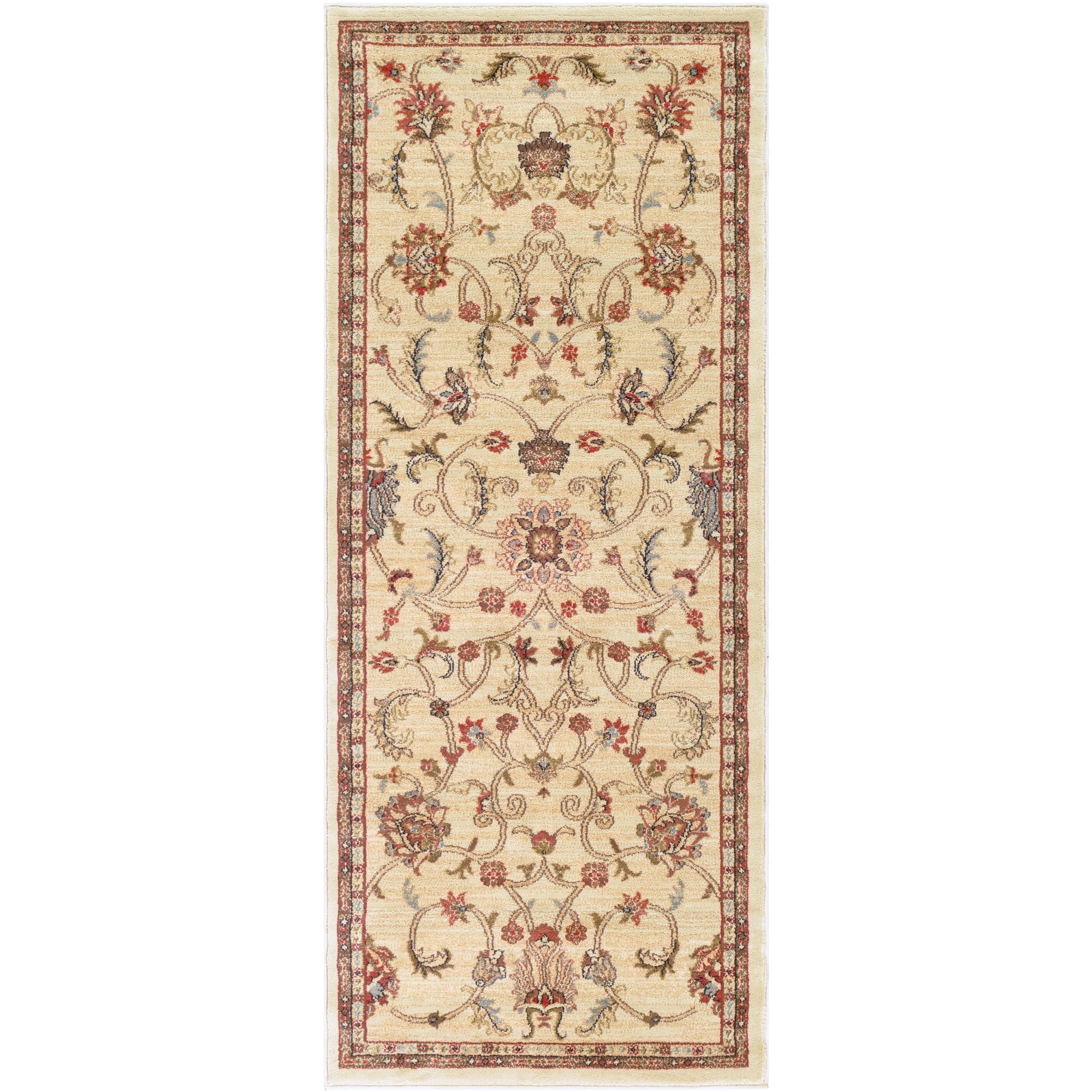 Riley Beige Synthetic Vintage Oriental Runner Rug