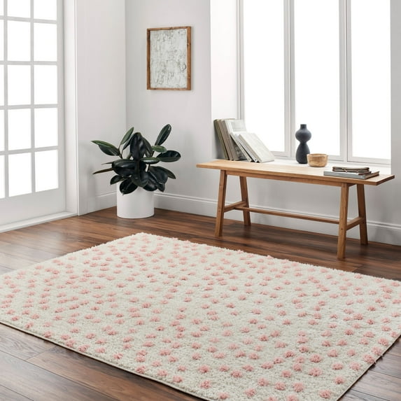 Livabliss Rodos Modern Area Rug,5'3" x 7',Pink/Cream
