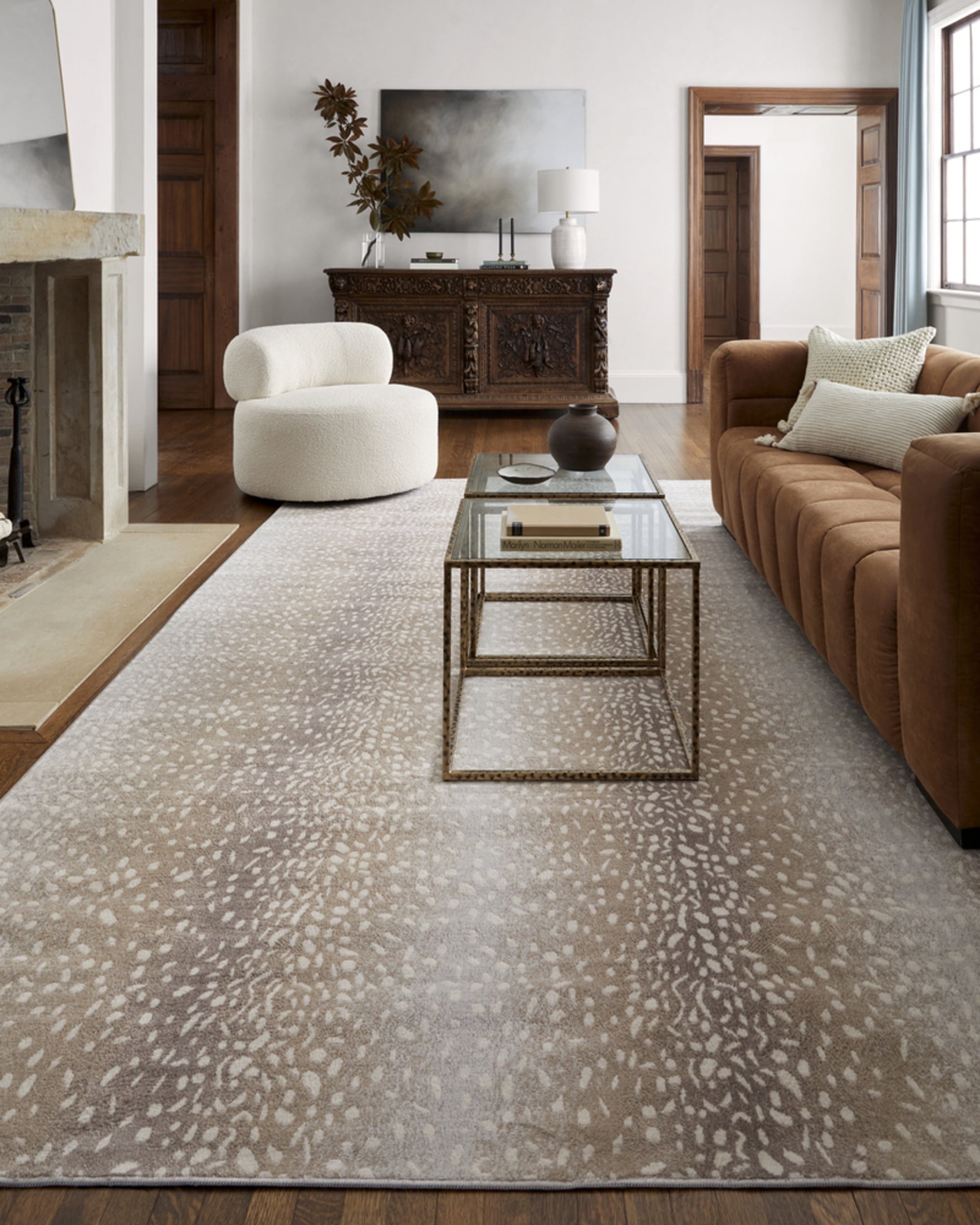 Pablo Camel and Light Gray Antelope Print Area Rug