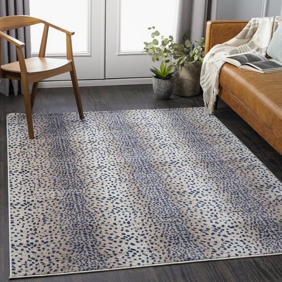 Livabliss Area Rugs for Living Room, 8x10 Roma Modern Blue Rug, Bedroom Dining Room Home Decor Stain Resistant Carpet (7'10" x 10')