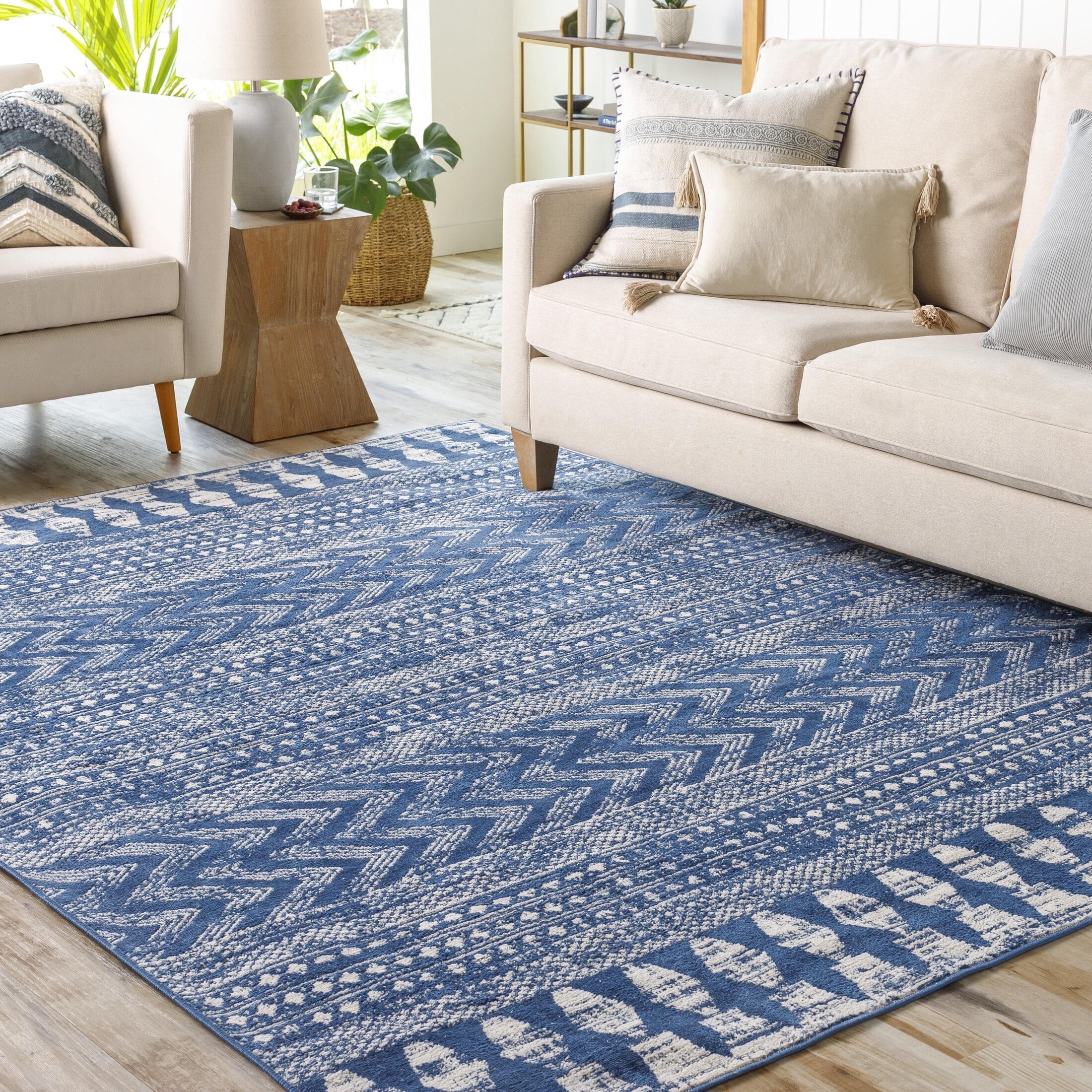 Livabliss Roma Global Tribal Area Rug,8'11" x 12'3",Deep Blue