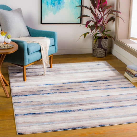 Livabliss Roma Modern Abstract Area Rug,6'7" x 9',Blue/Grey