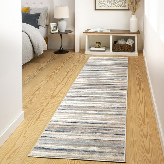 Livabliss Area Rugs for Living Room, 3x7 Roma Modern Navy Runner Rug, Bedroom Dining Room Home Decor Stain Resistant Carpet (2'7" x 7'3" Runner)