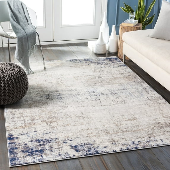Livabliss Area Rugs for Living Room, 7ft Round Roma Modern Gray Square Rug, Bedroom Dining Room Home Decor Stain Resistant Carpet (6'7" x 6'7")