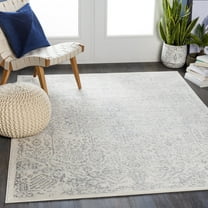 Livabliss Roma Vintage Medallion Area Rug,5'3" x 7'1",Grey