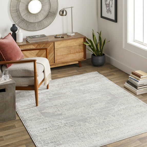 Livabliss Roma Vintage Medallion Area Rug,7'10" x 10',Grey