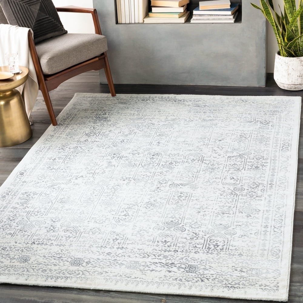 Eleganza Light Grey Trellis 5'3" x 7'1" Synthetic Area Rug