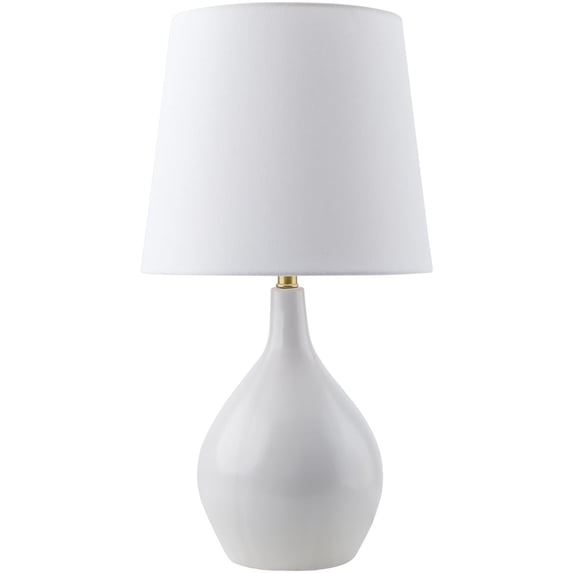 Livabliss Rugged Modern Accent Table Lamp, 20-inch, Brass/White with Cream Shade