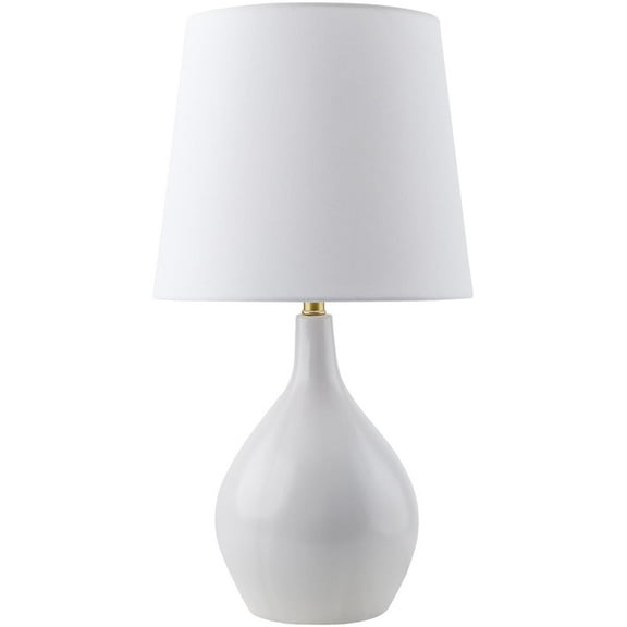 Livabliss Rugged Modern Accent Table Lamp, 20-inch, Brass/White with Cream Shade