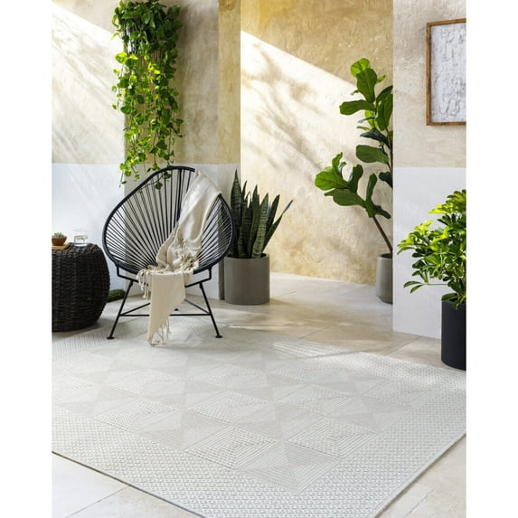 Livabliss Sandra Cottage Indoor/Outdoor Area Rug, 7'10" x 10', White