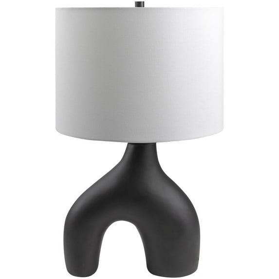 Livabliss Solara Cottage Accent Table Lamp, 25-inch, Black with White Shade