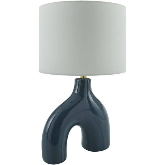 Livabliss Solara Cottage Accent Table Lamp, 25-inch, Dark Blue with White Shade