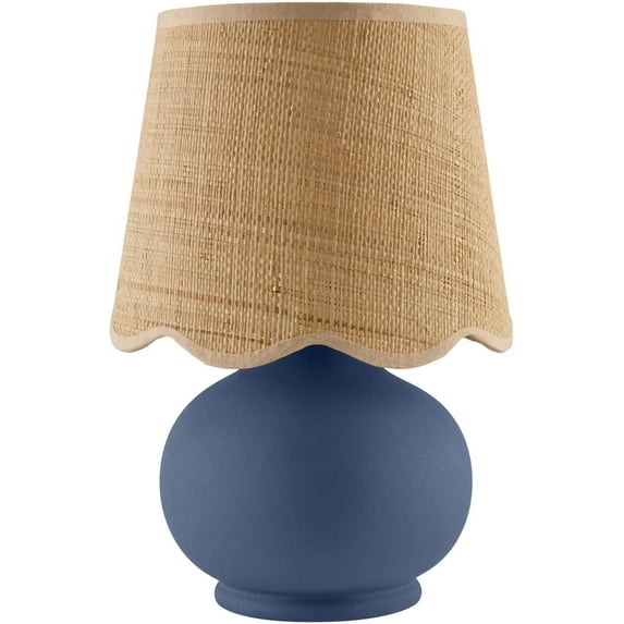Livabliss Stella Diminuta Cottage Accent Table Lamp, 13-inch, Blue with Beige Shade