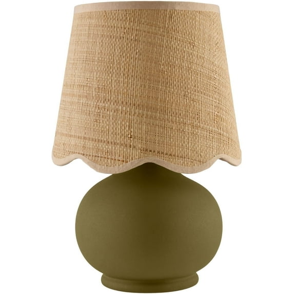 Livabliss Stella Diminuta Cottage Accent Table Lamp, 13-inch, Green with Beige Shade