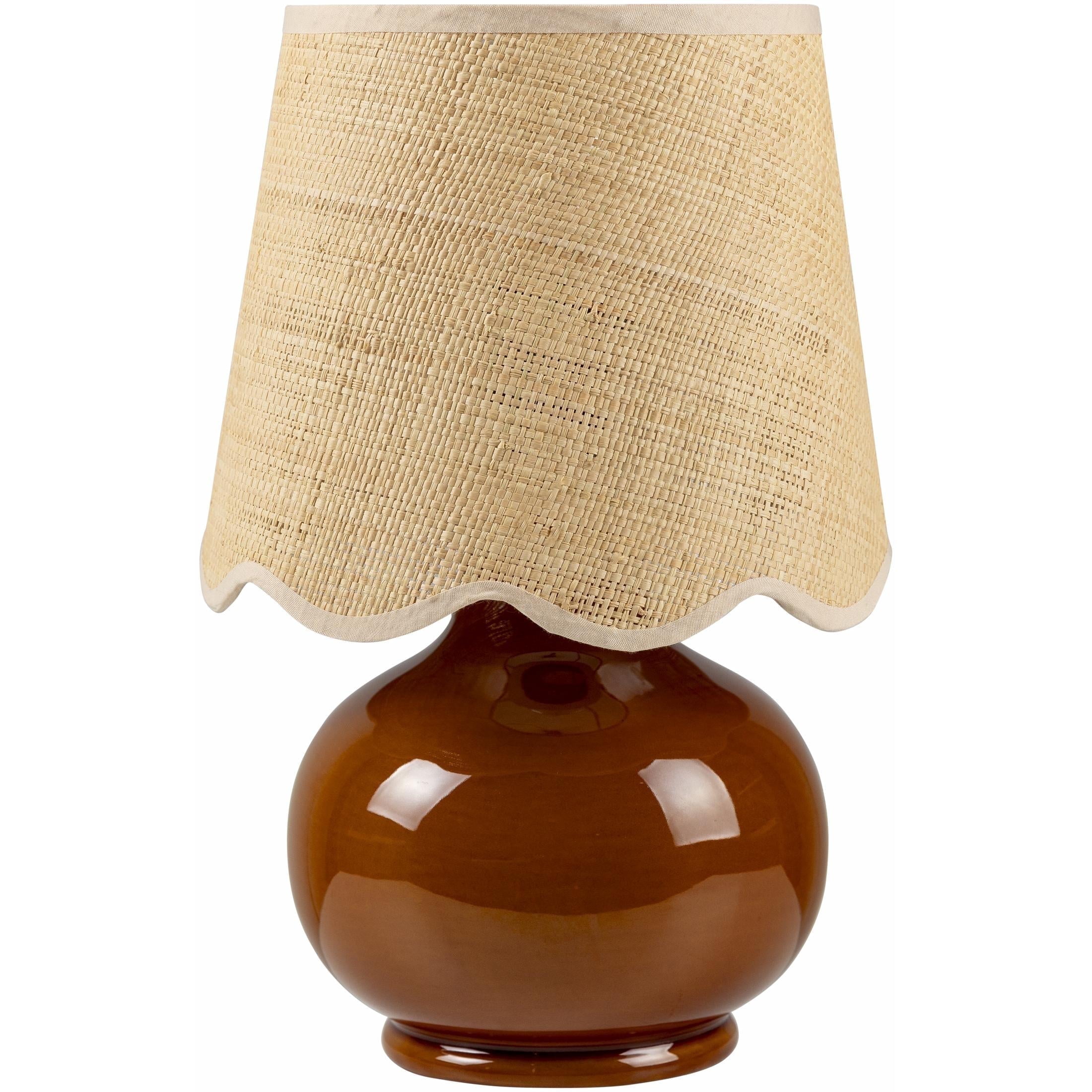 Stella Diminuta 13-inch Red Ceramic Table Lamp with Beige Cotton Shade