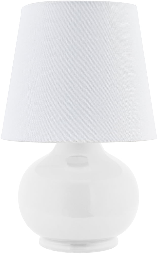 White Ceramic Bell Shade Table Lamp with Cotton Shade