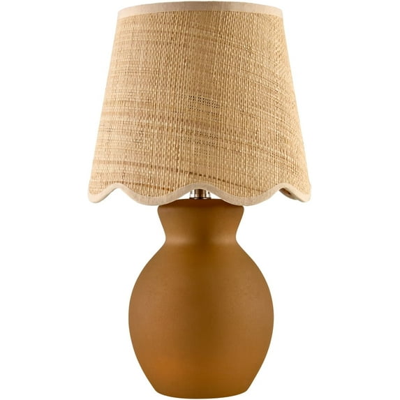 Livabliss Stella Diminuta Cottage Accent Table Lamp, 15-inch, Tan with Beige Shade