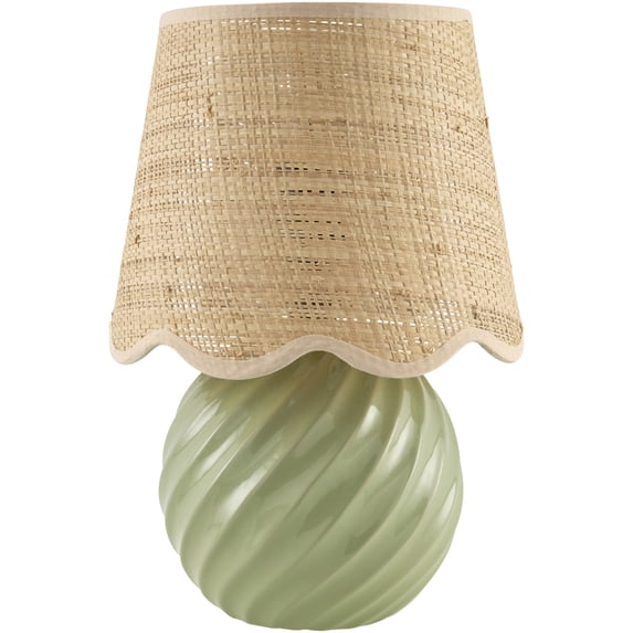 Livabliss Stelvio Traditional Accent Table Lamp, 13-inch, Green with Beige Shade