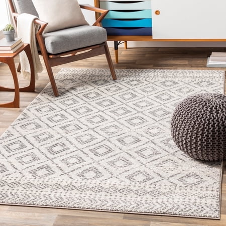 Livabliss Area Rugs for Living Room, 7x9 Sunderland Global Light Slate Rug, Bedroom Dining Room Home Decor Stain Resistant Carpet (6'7" x 9')