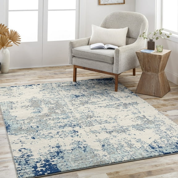 Livabliss Area Rugs for Living Room, 5x7 Sunderland Modern Blue Rug, Bedroom Dining Room Home Decor Stain Resistant Carpet (5'3" x 7'3")