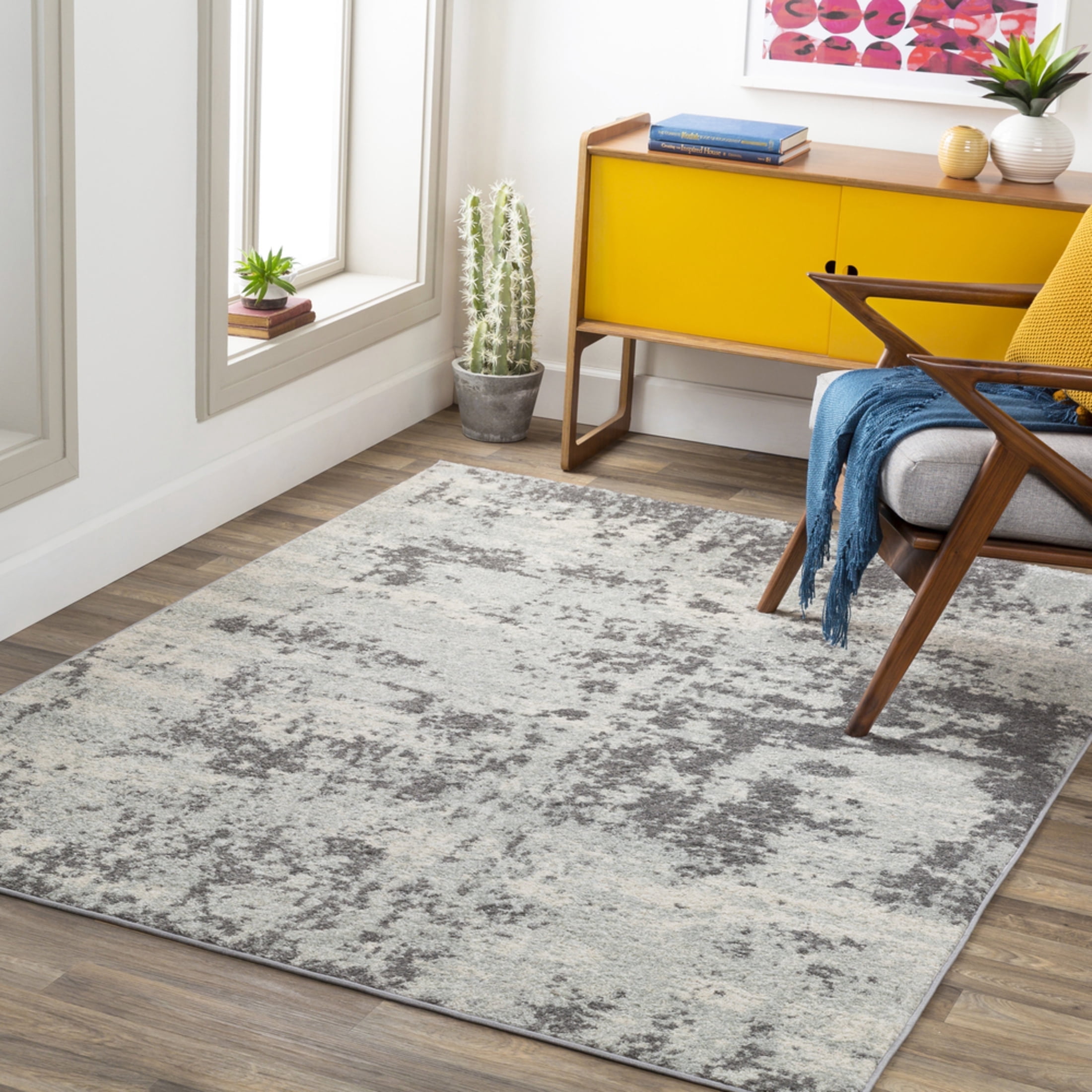 Livabliss Sunderland Modern Abstract Area Rug,7'10" x 10'2",Medium Grey