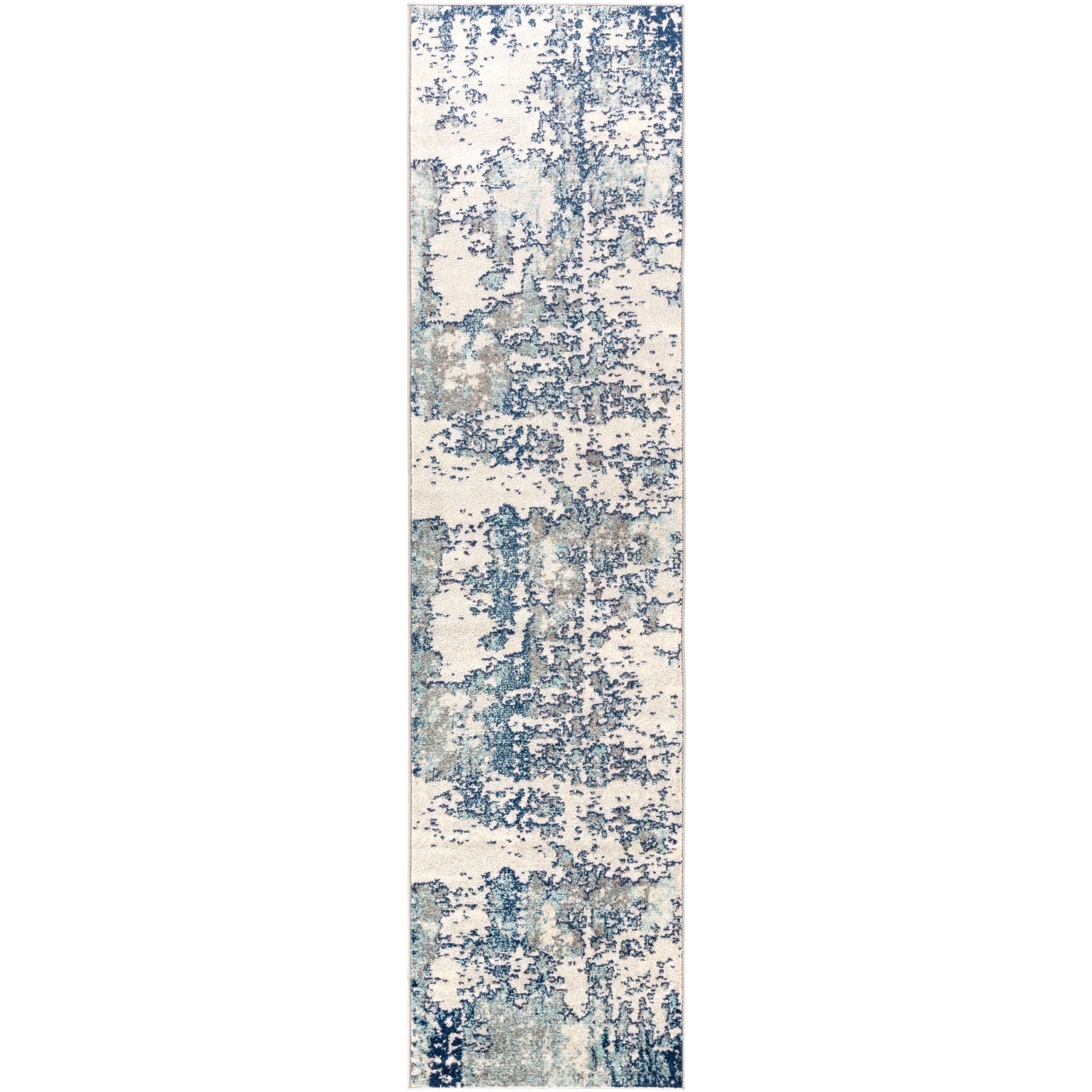 Livabliss Blue and Aqua Abstract Runner Rug, 2'7" x 10'3"